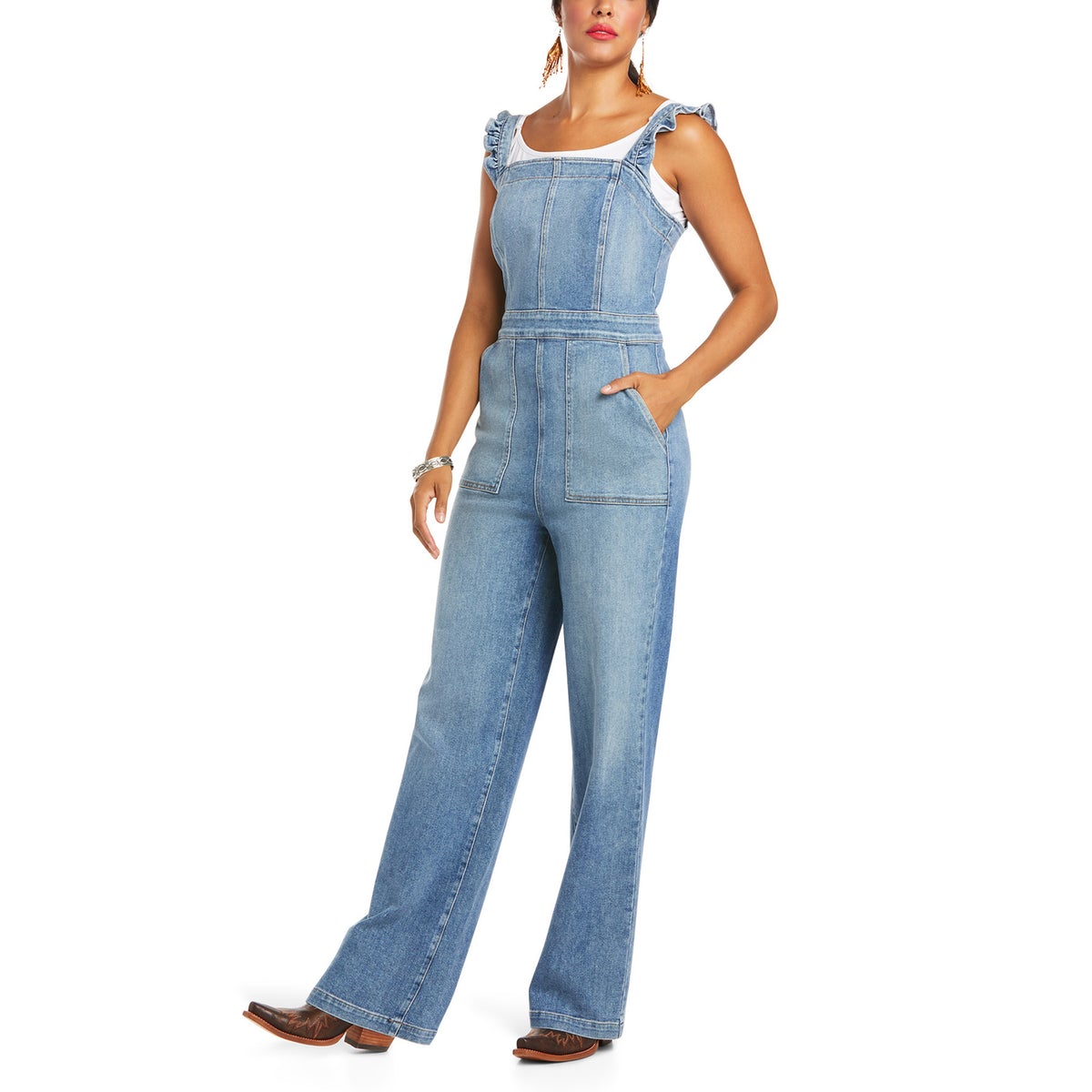 Ariat Womens Denim Ruffle Overall 