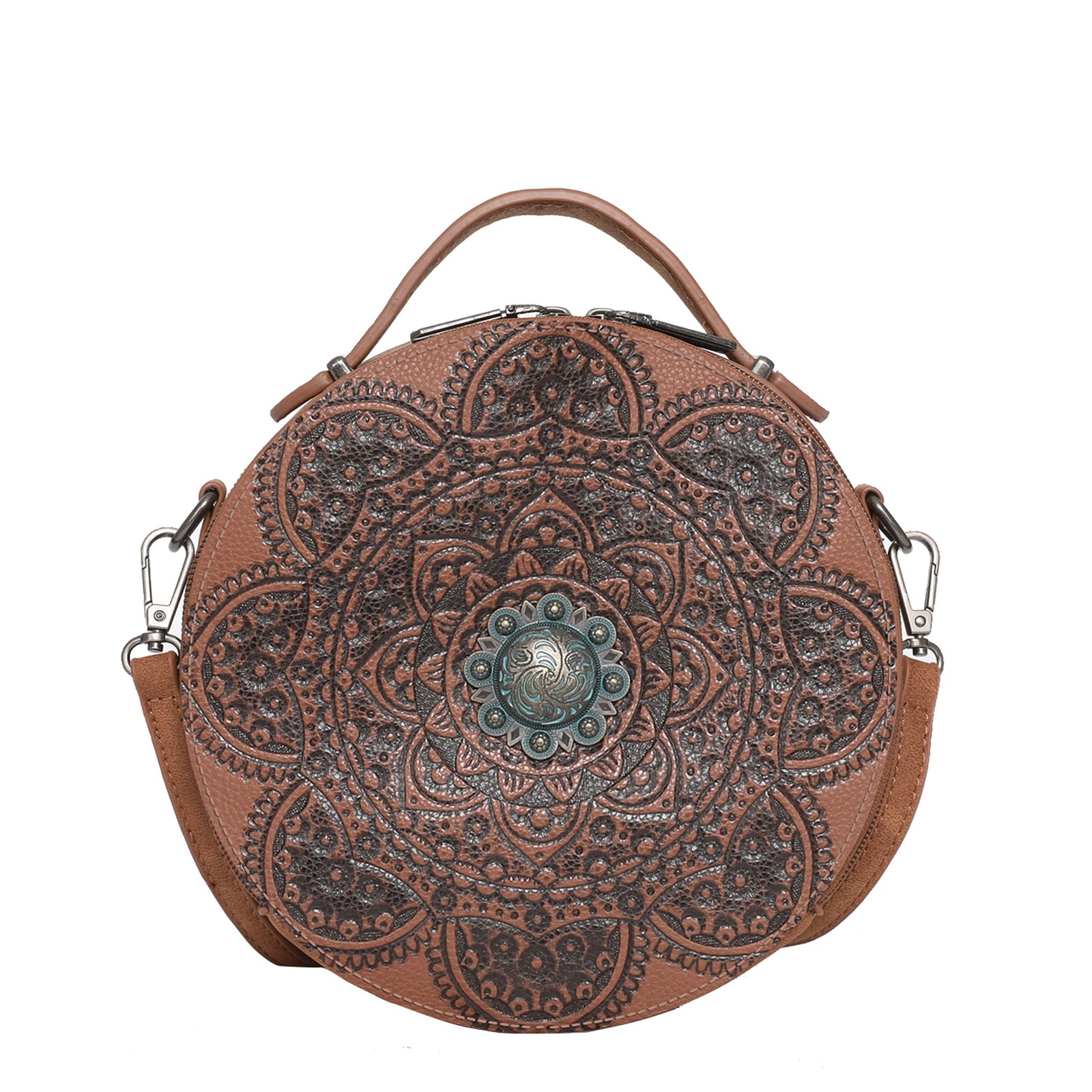 Brown round outlet bag