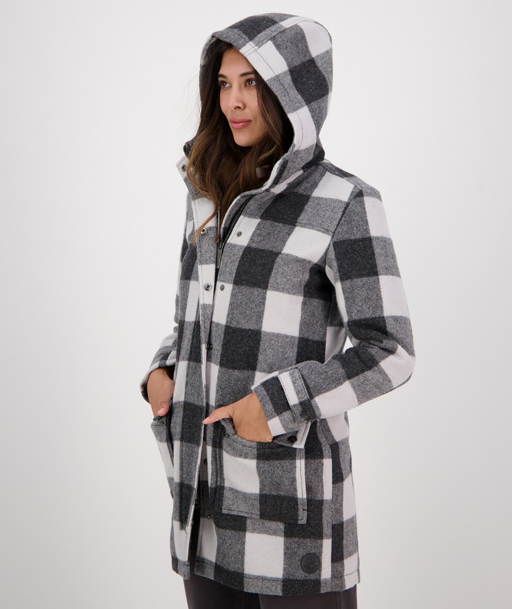 Swanndri Women's Annmore Wool Overcoat - Pavement Check - Donohues ...