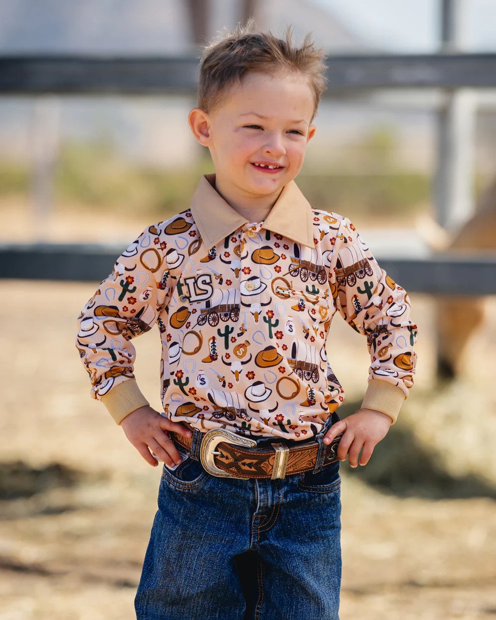 Little Spurs & Co Kids Fishing Shirt - Cowboy