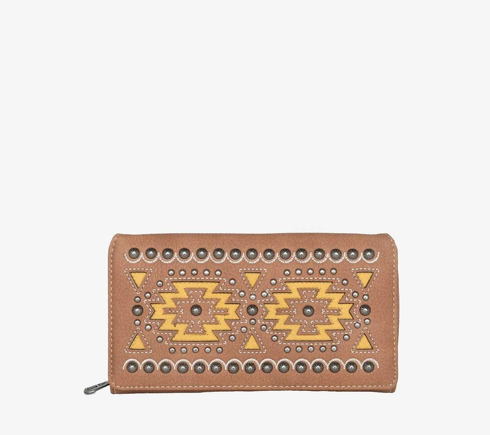 Montana West Cut Out Aztec Studded Wallet - Brown - Donohues, City ...