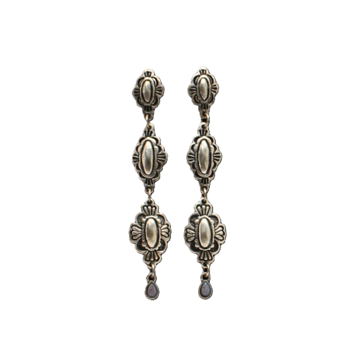 Blazin Roxx Silver Concho Tiered Earrings