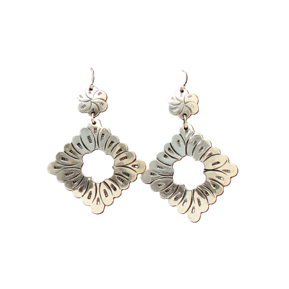 Silver Strike Floral Diamond Earrings