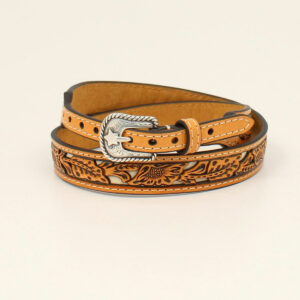 Floral Tooled with White Underlay Hat Band