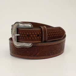 Nocona Men's Tooled Basketweave Belt