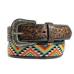 Nocona Women's Zig Zag Beaded Pattern Belt