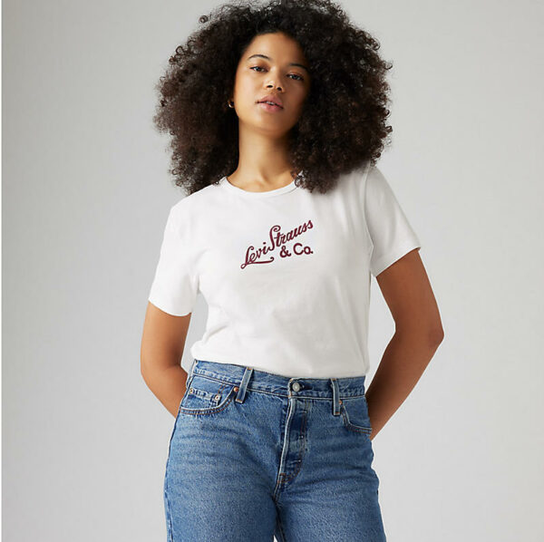 Levi's Women's Graphic Iconic Tee - Archival Script/White