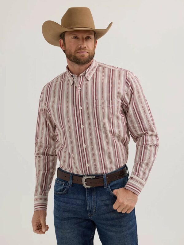 Wrangler Men's Cody Johnson Western Shirt - Burgundy Stripe