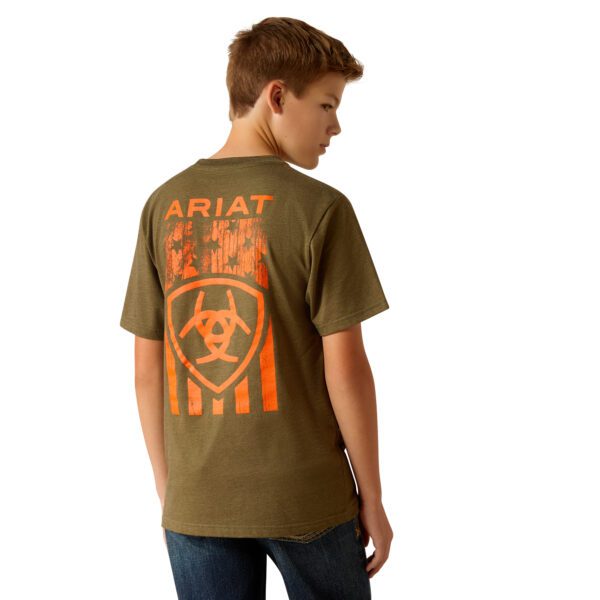 Ariat Boy's Grain Flag Tee - Military Heather