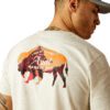 Ariat Men's Bison Landscape Tee - Oatmeal Heather - Image 3