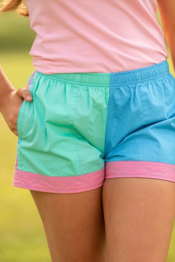 Mary G Women's "Old School" Harlequin Shorts - Mint/Cornflower/Blush