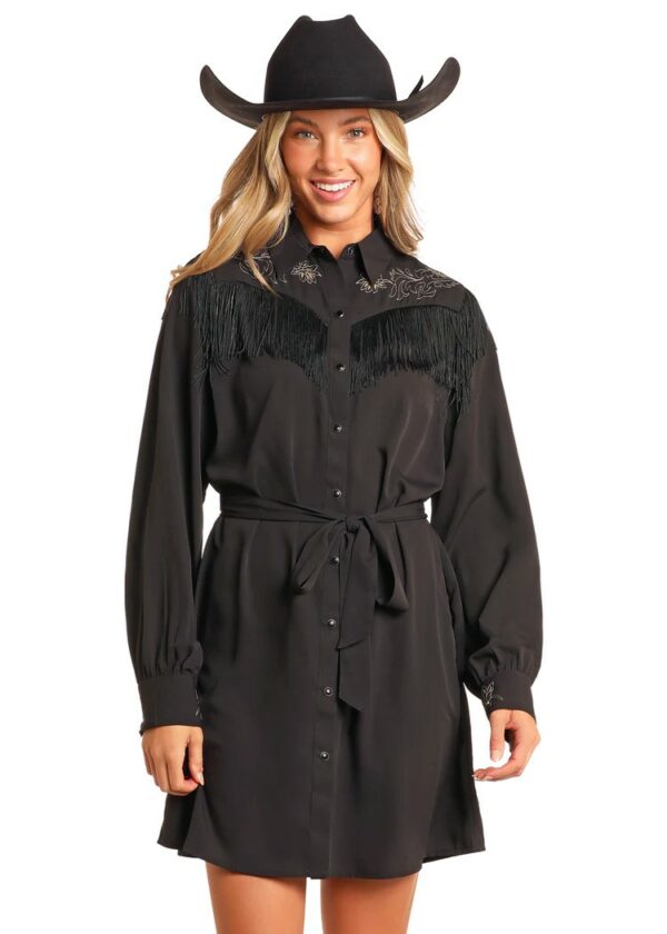 Rock & Roll Women's Embroidered Fringe Shirt Dress