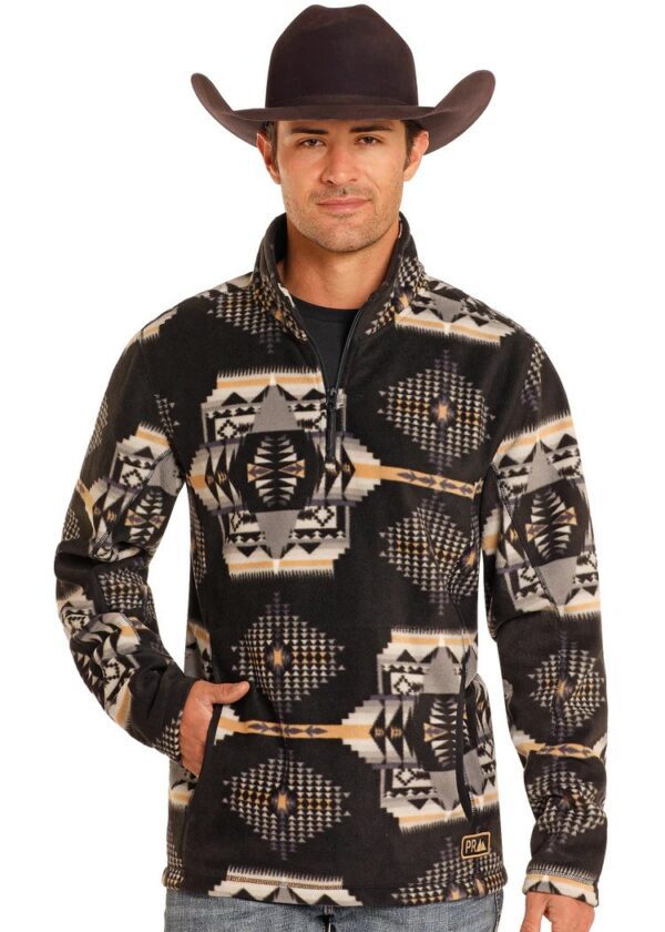 Rock & Roll Men's Aztec Fleece Pullover - Black