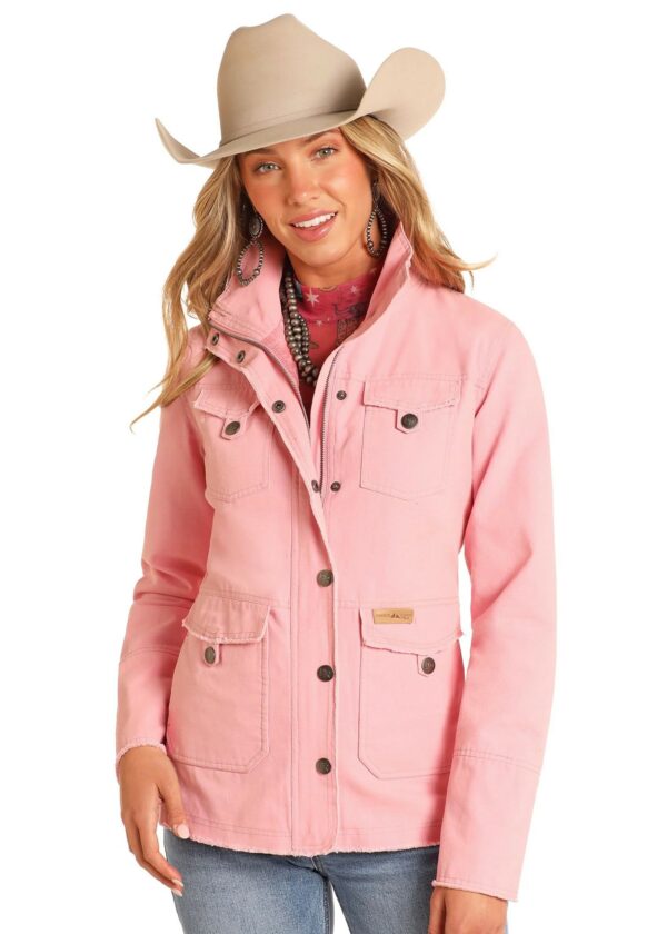 Rock & Roll Women's Cotton Canvas Jacket - Baby Pink