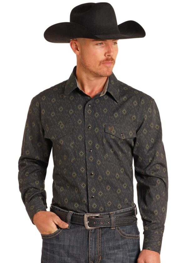 Rock & Roll Men's Aztec Snap Shirt - Black