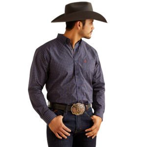 Ariat Men's Pro Series Stewart Long Sleeve Shirt - Navy Blue
