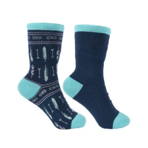 Pure Western Kids Crew Socks - Navy/Turquoise