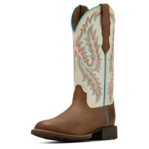 Ariat Women's Round Up W Toe Stretchfit Boots - Sandstorm/Distressed Ivory