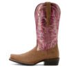 Ariat Women's Rock Creek Western Boot - Tawny Roughout/ Violet Pink Shine - Image 2