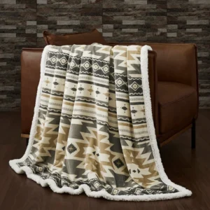 Hi End Desert Sage Campfire Sherpa Throw