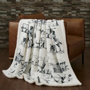 Hi End Ranch Life Western Campfire Sherpa Throw - Black