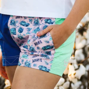 Mary G - Australian Cotton Old School Harlequin Shorts - Cobalt Blue/Happy Days/ Spearmint/Pale Pink