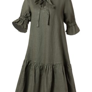 Pilbara Women's Tilly Linen 3/4 Sleeve Dress - Olive