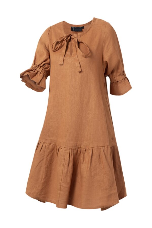 Pilbara Women's Tilly Linen 3/4 Sleeve Dress - Terracotta