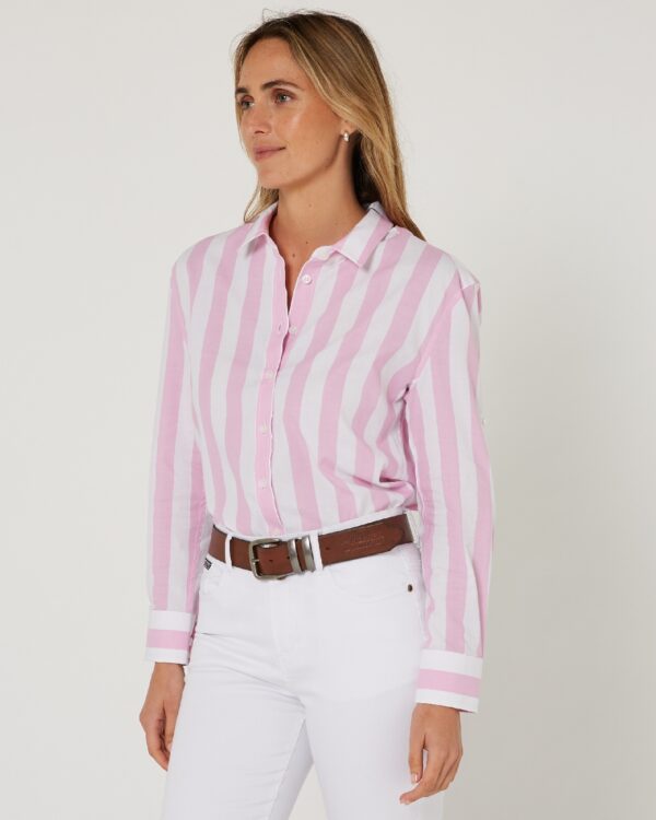 Pilbara Women's Classic Cotton Shirt - Pink/White