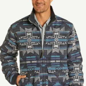 Rock & Rol Men's Jacquard Bomber Jacket - Navy