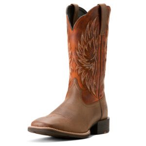 Ariat Men's Sport Rider Cowboy Boot - Vintage Oak/Rustic Orange
