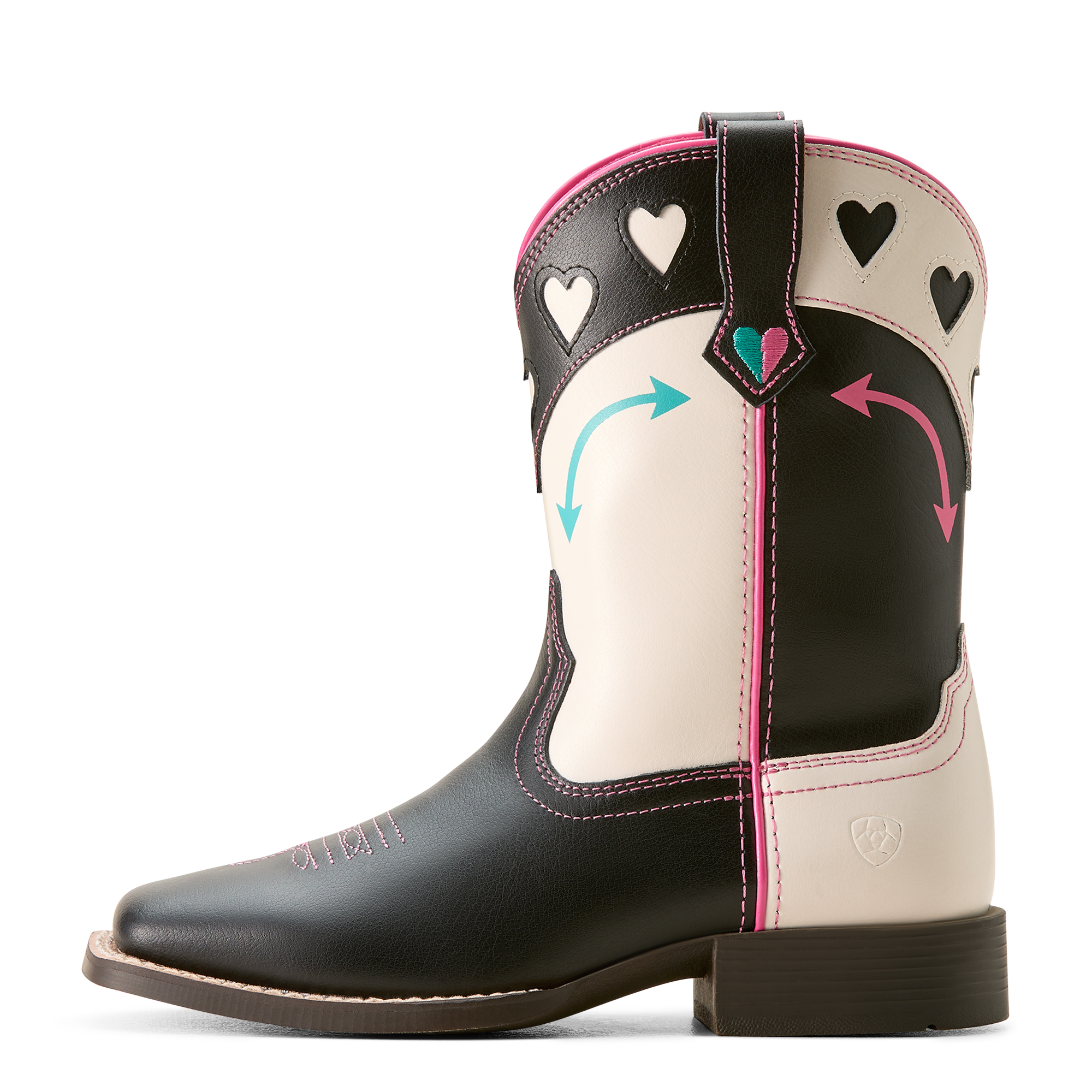 Ariat Kid's Round Up Hearts Western Boot - Madison Avenue/Classic White - Image 3
