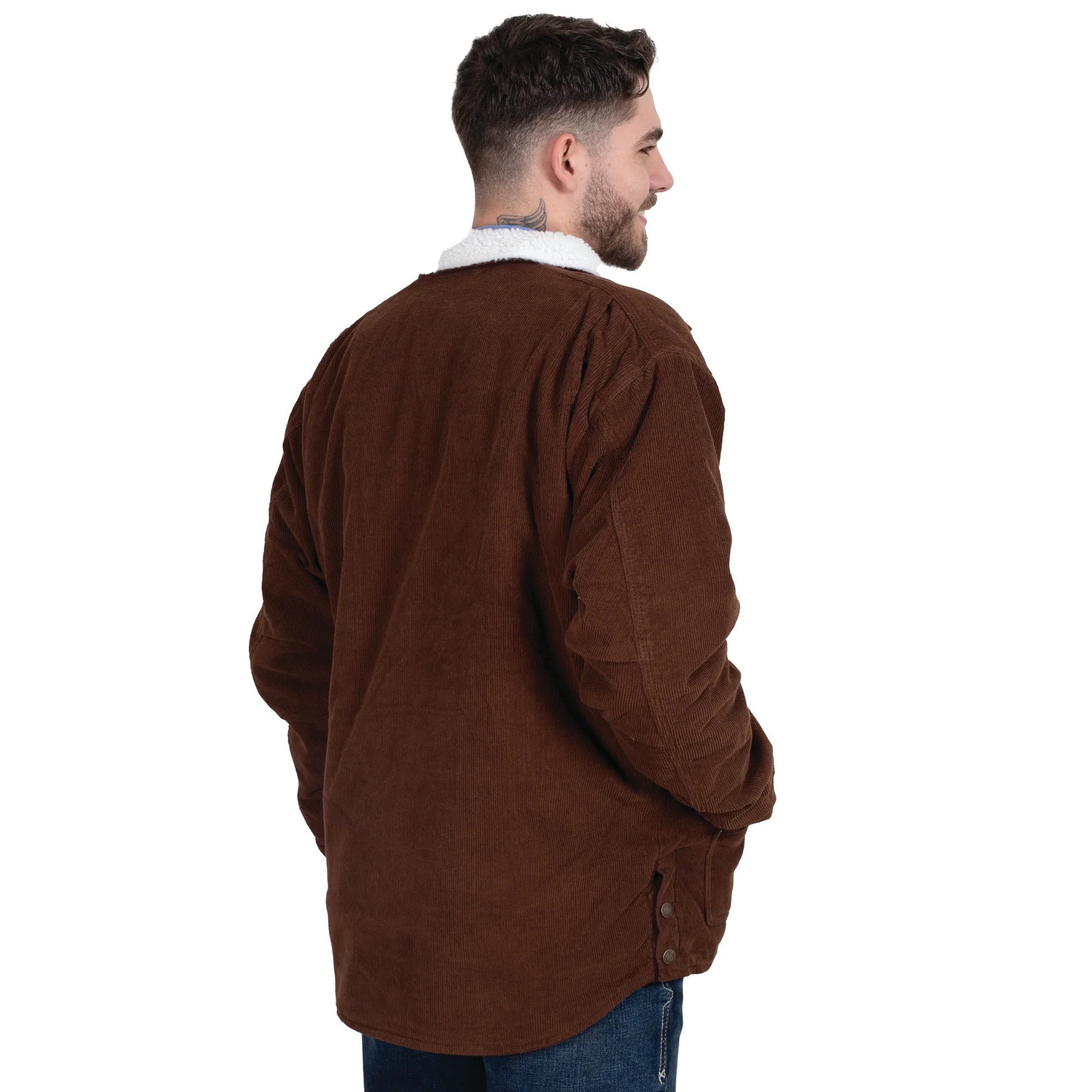Just Country Diamantina Sherpa Corduroy Jacket - Chocolate - Image 2