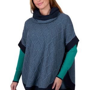 Thomas Cook Women's Isabella Cable Poncho - Blue Marle