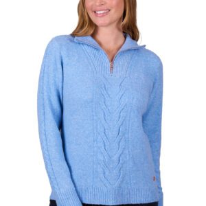 Thomas Cook Women's Clara 1/4 Zip Knit Jumper - Blue Marle