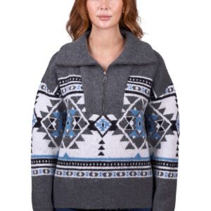 Wrangler Women's Angie 1/4 Zip Knitted Pullover - Charcoal