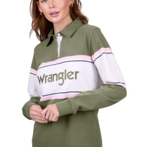 Wrangler Women's Eliza Stripe Rugby - Olive/White