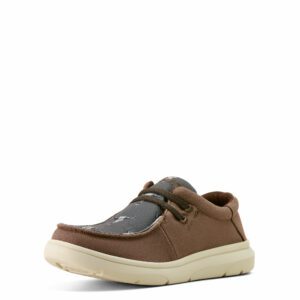 Ariat Youth Hilo Slip-Ons - Chocolate/Ariat Steer Heads