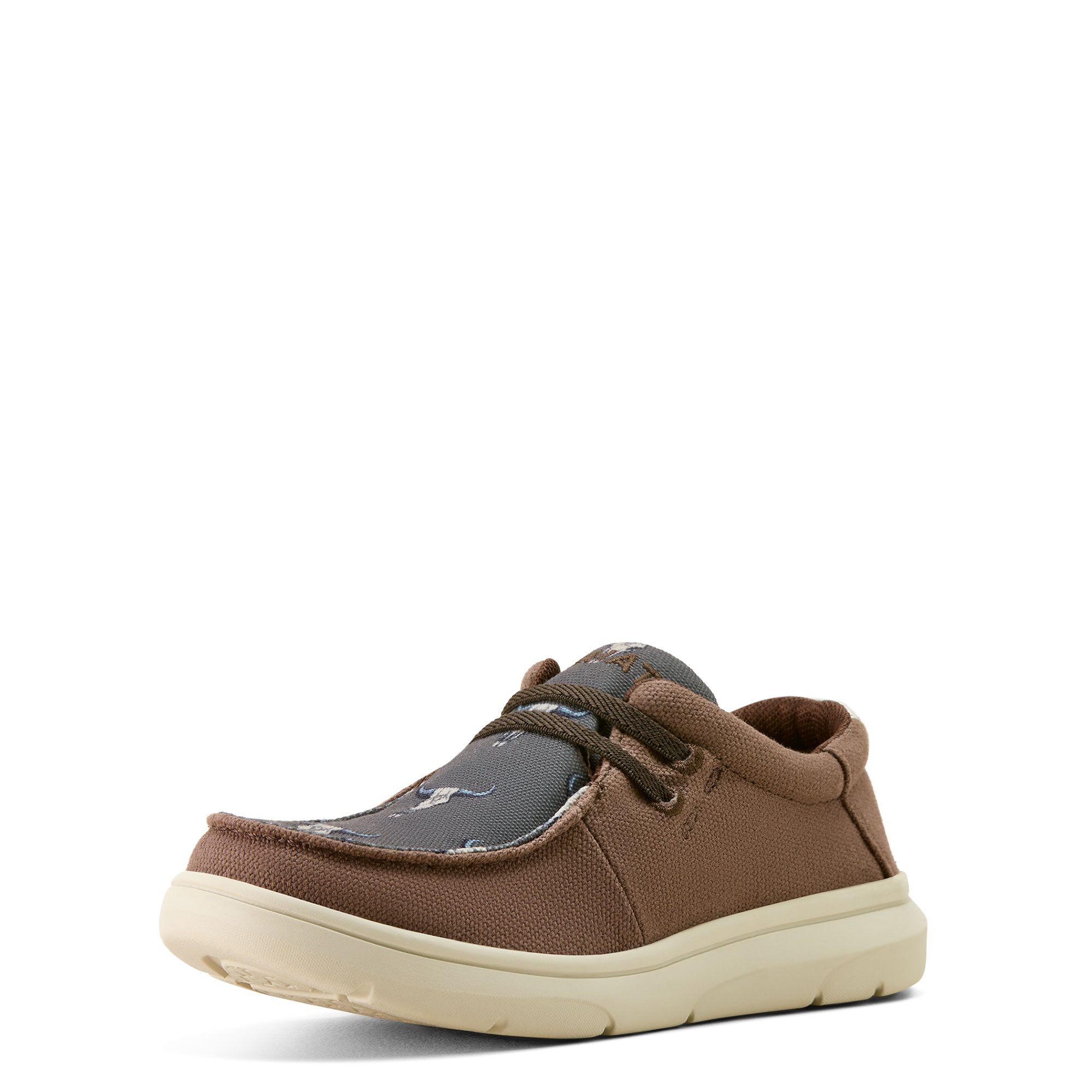 Ariat Youth Hilo Slip-Ons - Chocolate/Ariat Steer Heads