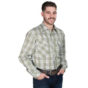 Just Country Men's Austin Full Button Workshirt - Olive