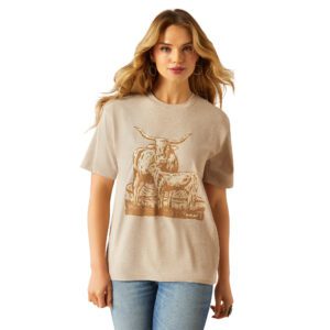 Ariat Womens Longhorn Tee - Oatmeal Heather