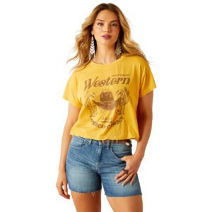 Ariat Women's Gold Rush Crop Tee - Mango Mojito