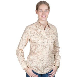 Just Country Women's Georgie Half BUtton Workshirt - Fawn Floral