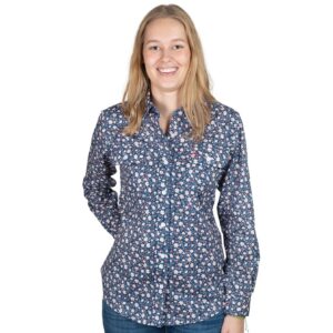 Just Country Women's Abbey Full Button Workshirt - Navy Daisy