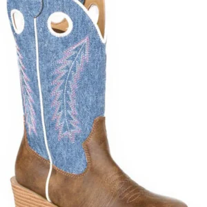 Roper Little Kids Willow Boots - Tan/Blue Denim