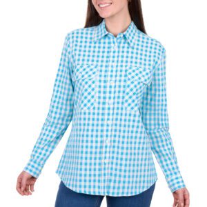Hard Slog Womens Fay Long Sleeve Shirt - Blue/White