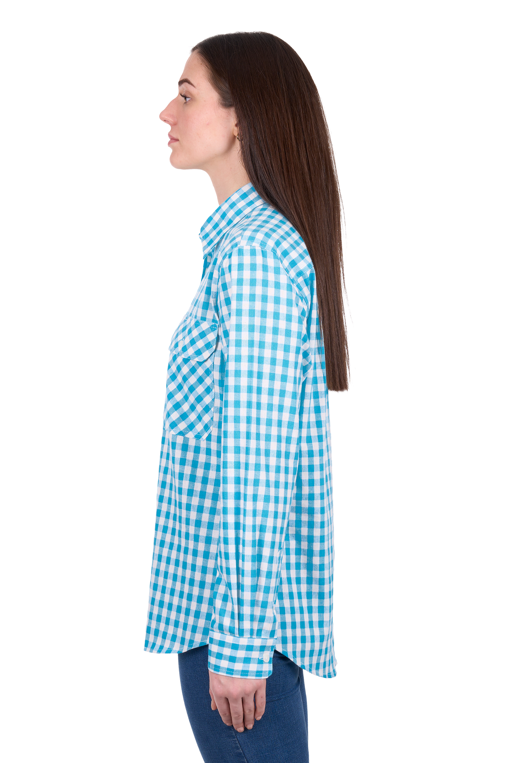 Hard Slog Womens Fay Long Sleeve Shirt - Blue/White - Image 2