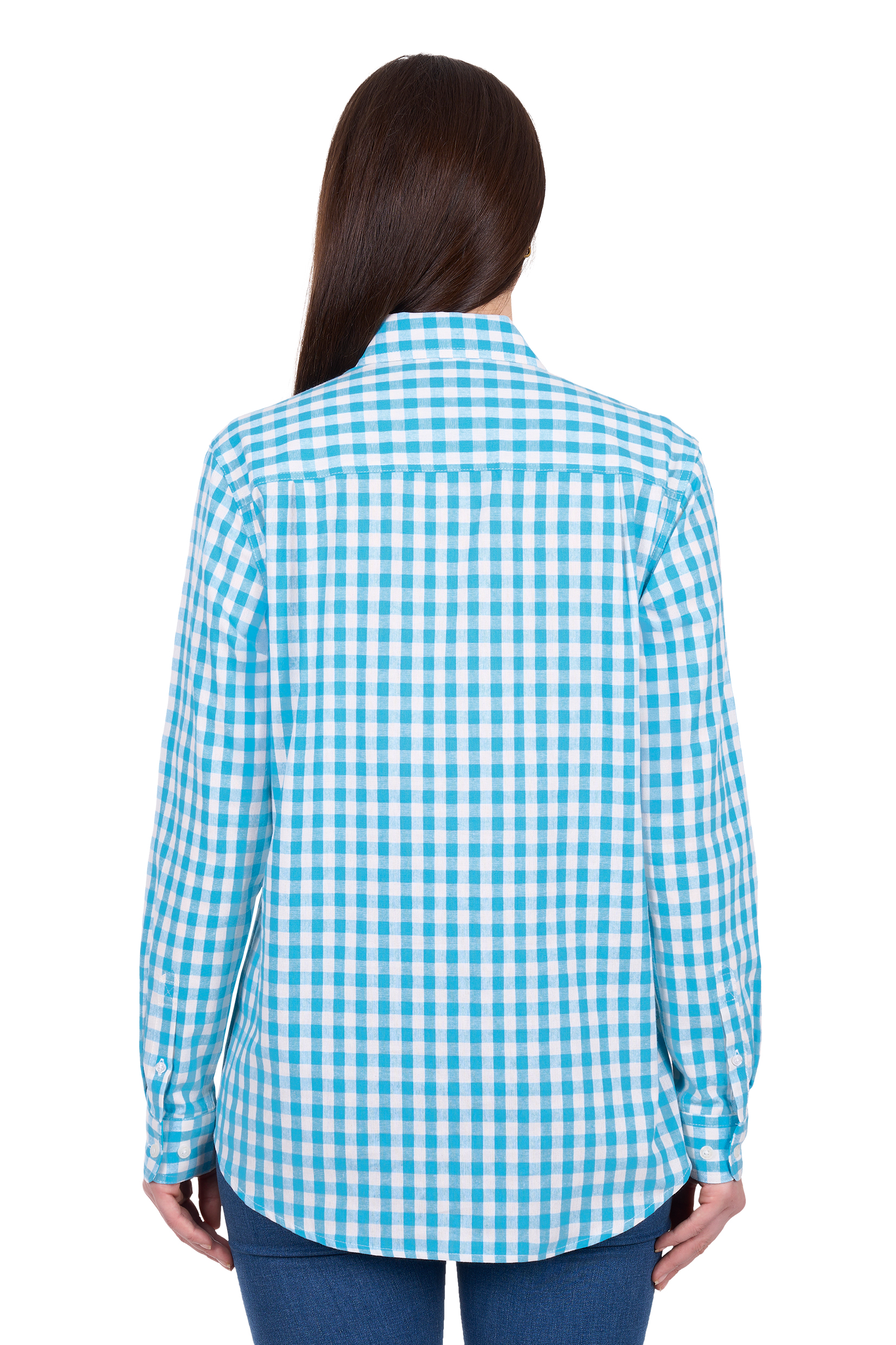 Hard Slog Womens Fay Long Sleeve Shirt - Blue/White - Image 3