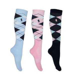 Thomas Cook Womens 3PK Riding Socks - Navy/Pink/Blue
