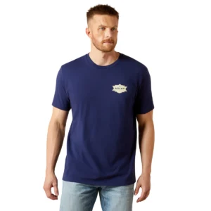 Ariat Mens Mesa Motif Lockup Short Sleeve Tee - Medieval Blue